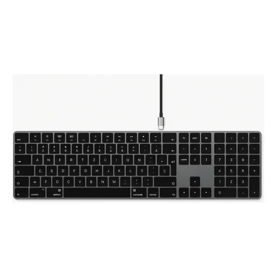 Teclado Satechi W3 Aluminio Slim Retroiluminado Cableado Usb-c En Español Color Gris Oscuro