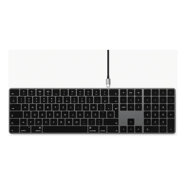Teclado Satechi W3 Aluminio Slim Retroiluminado Cableado Usb-c en Español Color Gris oscuro