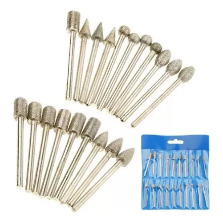 Kit 20 Fresas Puntas Diamante Dremel Vidrio Marmol Piedra