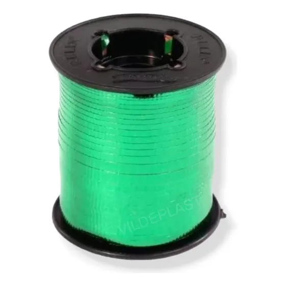 1 Rollo De 450 Metros Listón Liso Rulin Curly Color Verde