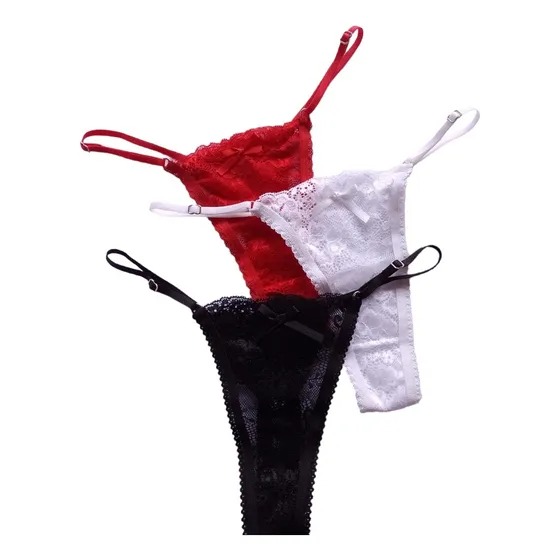 Tangas De Puntilla Pack X3 Varios Colores Lencería De Diseño