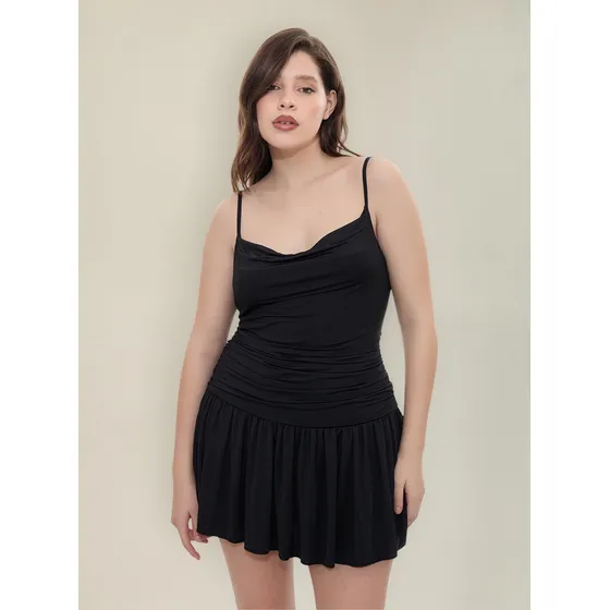 Vestido Con Short Escote Buche Y Frunces Mujer Marca Bonanza