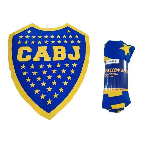 Toallon Boca Juniors Escudo Gigante Futbol Microfibra Playa