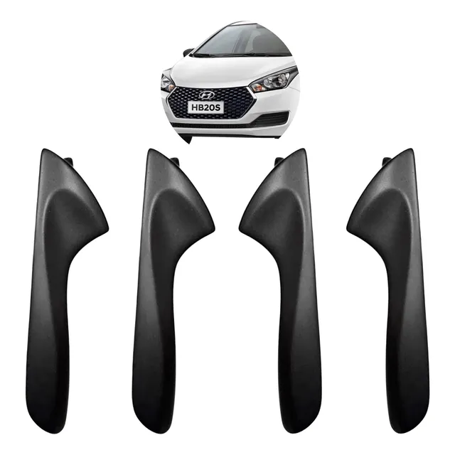 Kit 4 Gatilhos Da Maçaneta Interna Hb20 2012 A 2019 Preto