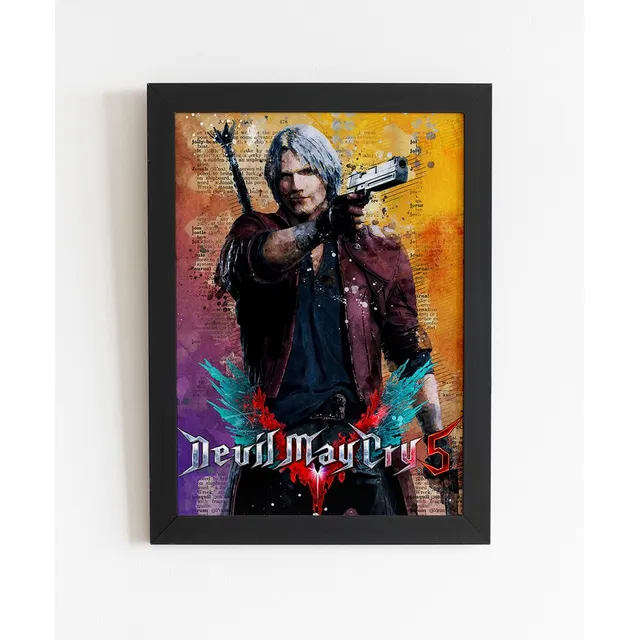 Quadro Arte Aquarela Devil May Cry 5 Com Logo.