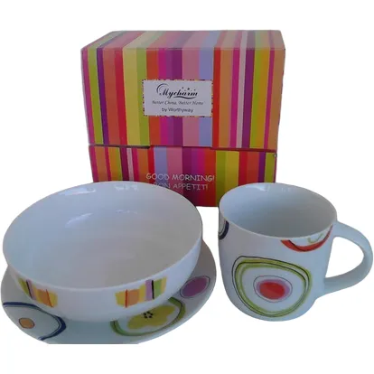 Juego Plato, Taza, Pote. 3 Pizas Ideal Para Desayuno. Regalo