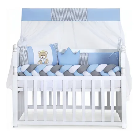 Kit Para Berço Confortável Seguro Bebê Menino Azul Barato