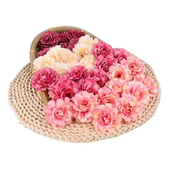 50 Cabezas Flores Rosa Artificial Decoración Boda Fiesta 5cm