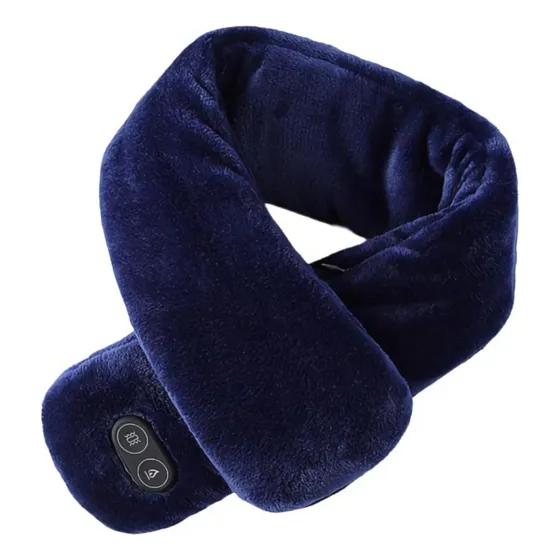 Bufanda Masajeador Con 3 Niveles Masajes Calor Usb Invierno Azul Liso Único