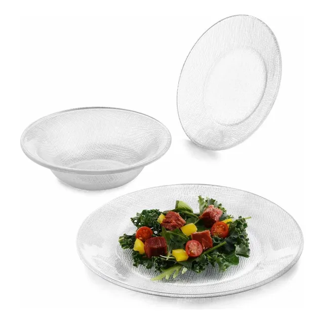 Vajilla Yute Circular Vidrio 4 Personas 12 Pzs Cocina Crisa Color Blanco