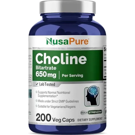 Bitartrato De Colina Nusapure 650 Mg 200 Vegetales