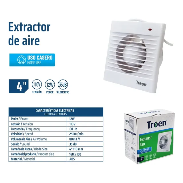 Extractor De Aire De 4 Pulgadas Troen