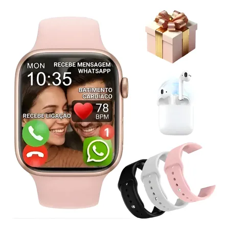 Smartwatch P/ iPhone Samsung S11 Pro Series 11 Faz Ligação Rose Golde Rosa