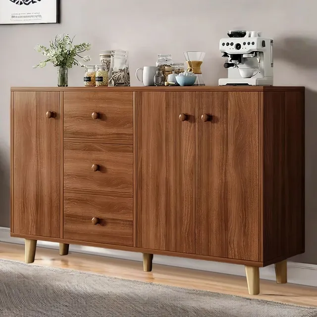 Armario De Cocina Multiusos Madera Gabinete Moderna Mueble Marrón