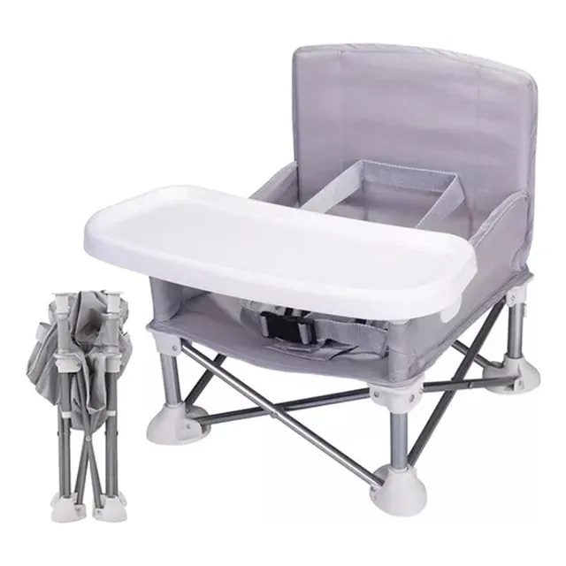 Silla Periquera Para Bebe Alimentacion Portatil Plegable Color Gris Gray