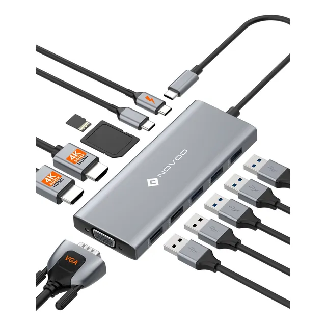 Adaptador Hub Usb C Novoo 12 En 1 Usb Tipo C Docking Station