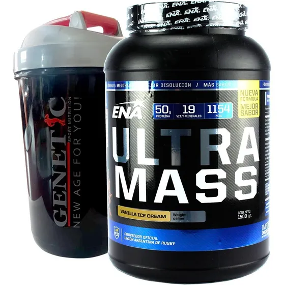 Ganador De Peso Ultra Mass 1.5 Kilos + Vaso Shakers Genetic