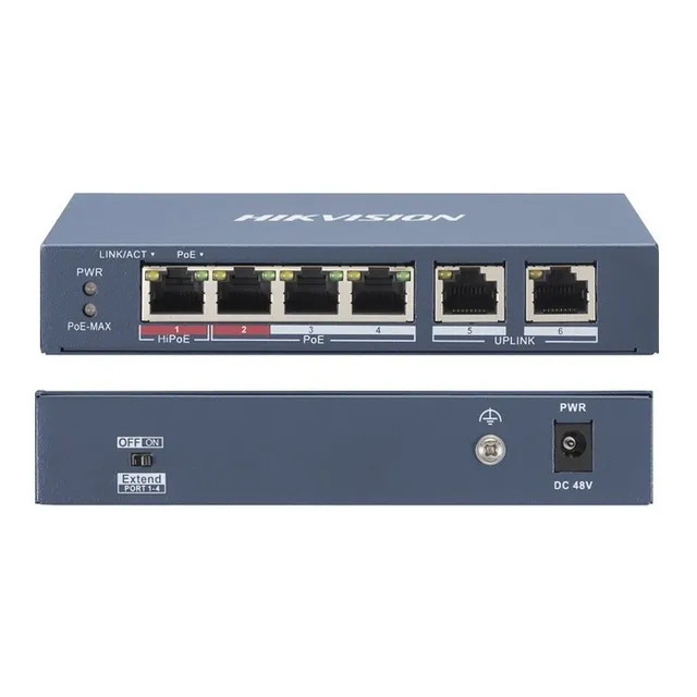 Switch Poe+ 3 Puertos 100 Mbps 802.3 Af 2 Puertos Uplink 6pt