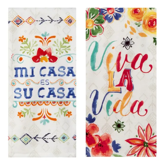 2 Toalla Cocina Algodon Absorbente Fiesta Mi Casa Viva