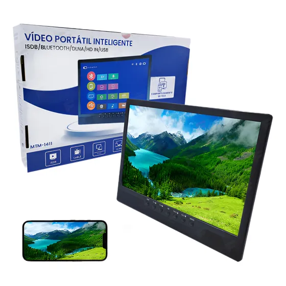 Tv Digital Portátil 14 Polegadas 110/220V Espelhamento Veicular Caminhão