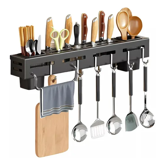 Repisa Base Organizadora De Utensilios De Cocina Con Ganchos