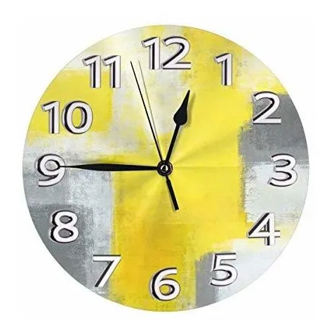 Amzbsr Gris Y Amarillo Arte Abstracto Pintura Reloj Hpcrq