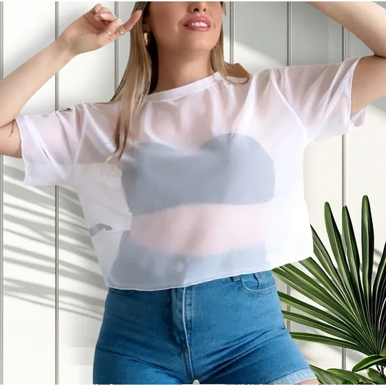 Remera Oversize Mujer Microtul Pupera Amplia Manga Corta