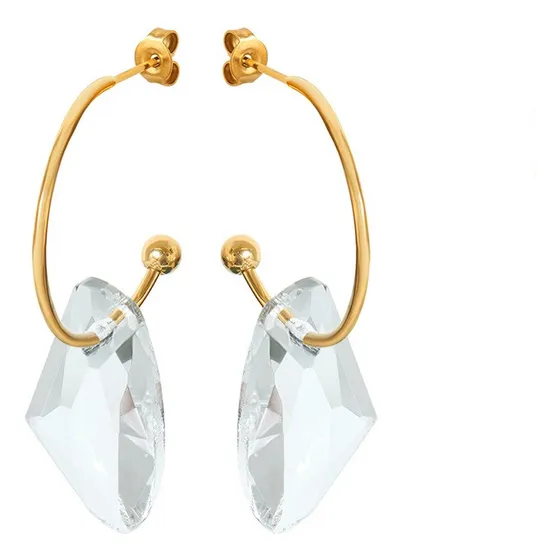 Aros Baño Oro 18k Tornillo Cristal