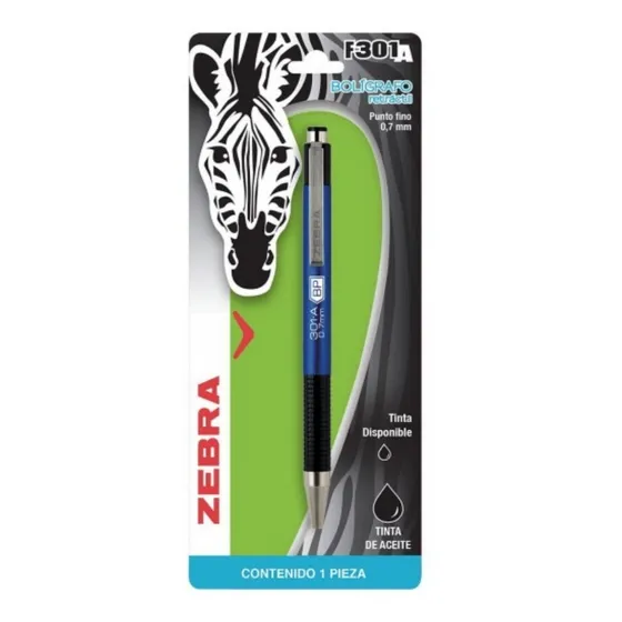 Boligrafo Punto Mediano Zebra F-301 Negro