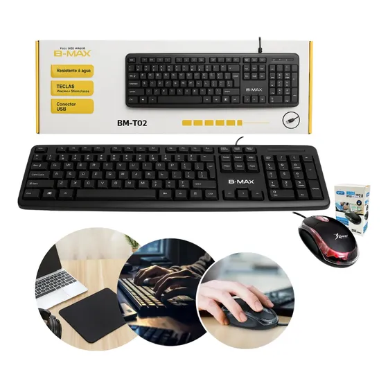 Kit Teclado Mouse Usb Com Fio Básico Barato Notebook Pc