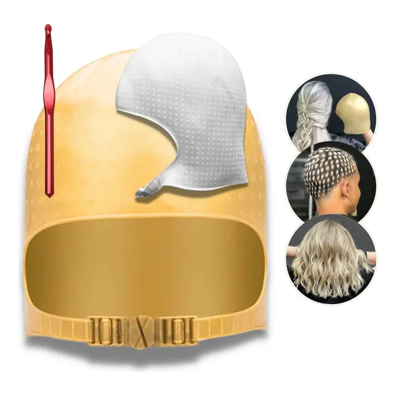 Touca Mechas Alinhada Luzes Salão Barbearia Branca + Agulha