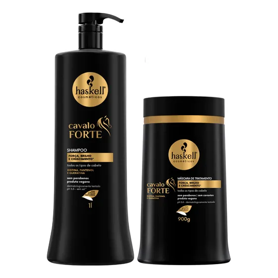 Kit Haskell Cavalo Forte Shampoo 1l + Máscara 1kg + Brinde