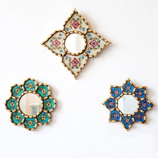 Peruvian Small Wall Mirror Set Of 3 Decorative Vintage Peruvian Small Wall Mirror Set Of 3 Decorative Vintage