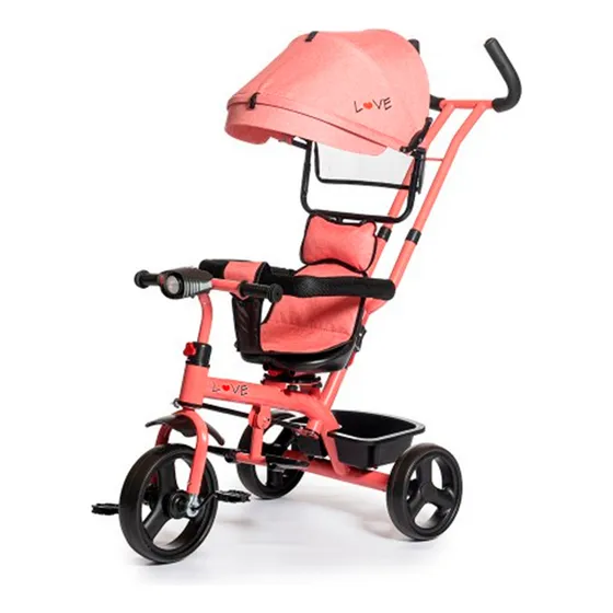 Triciclo Giro 360° Love 044 Luz Y Sonido Con Capota Rosa