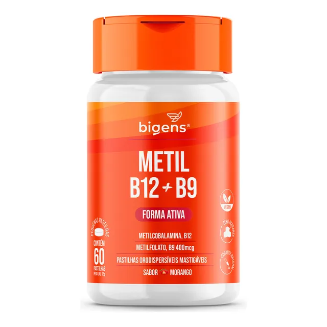 Forma activa de metil B12 + metil B9 | Tabletas bucodispersables con sabor a fresa | 60 tabletas | Bigens