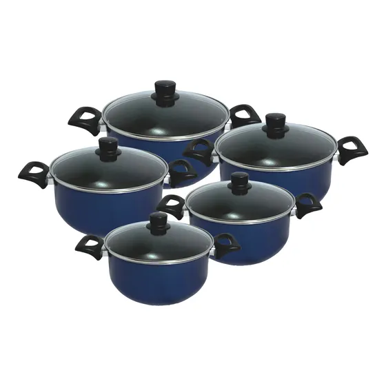 Conjunto Jogo Panelas Caçarola Antiaderente Tampa Vidro