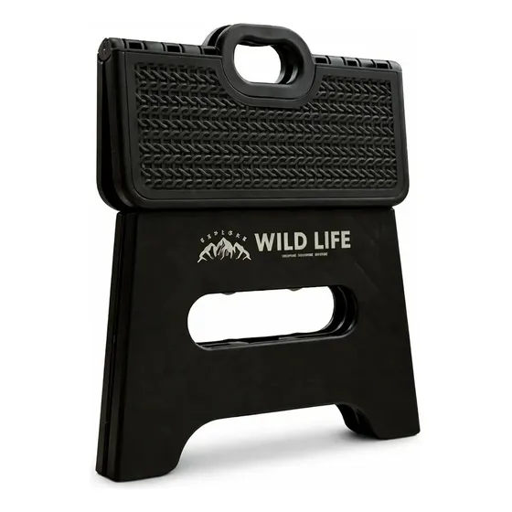 Banquito Plegable Taburete Portatil Piso Escalón Baño Cocina Rugoso Negro