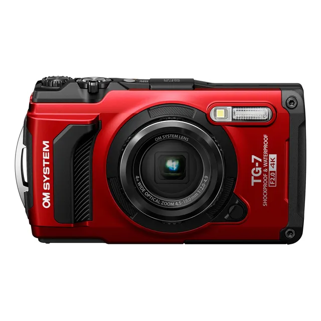 Olympus Om System Tough Tg-7 Cámara Subacuática Roja, Impermeable, A Prueba De Congelación, Alta Resolución Brillante, Video 4k 44x Macro Disparo (sucesor Tg-6)