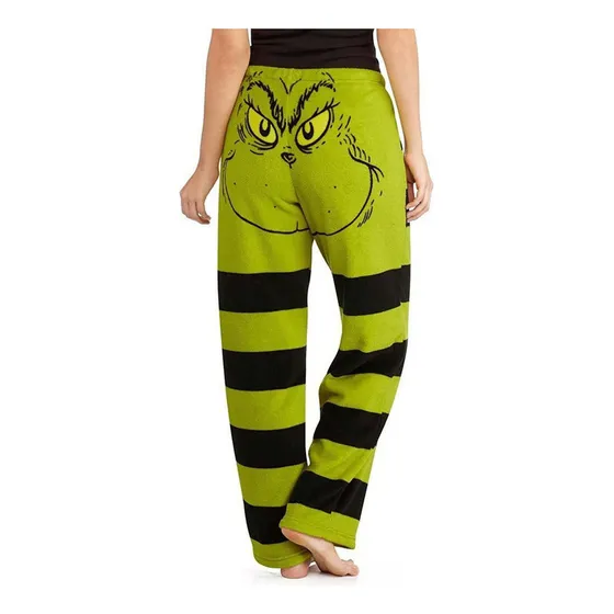 Calça De Pijama Listrada Feminina De Natal Grinch