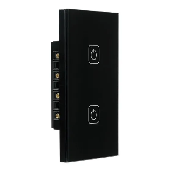 Apagador Inteligente Wi-fi 2 Botones, Sin Cable Neutro Negro