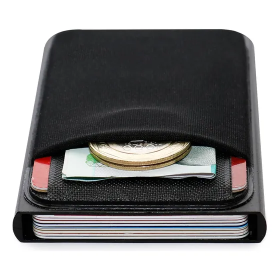 Billetera Anti Rfid Pop Up Inteligente Hombre Mujer Portadocumentos Tarjetero Negro Indomitus