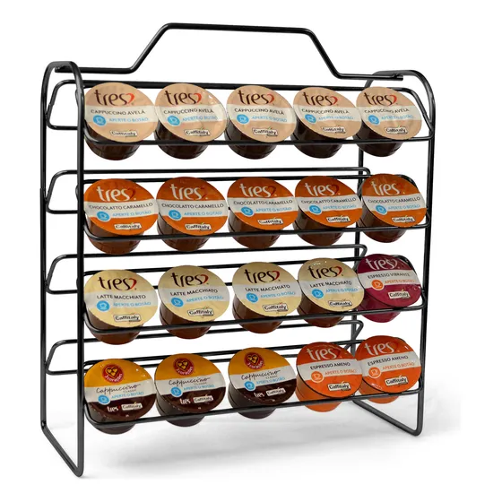 Suporte porta 40 cápsulas café 3 Corações recepção cozinha cor preto