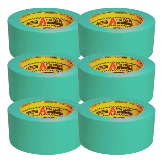 Kit 6 Fita Crepe Pintura Automotiva Grande 48mm X 50m Larga