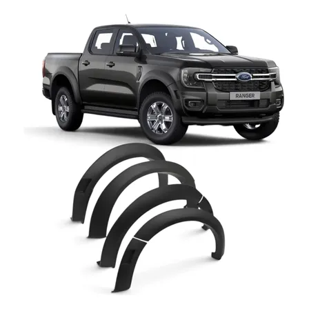 Kit Alargador Para-lama Sem Led Ranger T9 2024+ Preto Fosco Preto