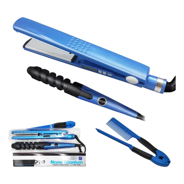 Kit 3 En 1 Nano Plancha + Rizador + Peineta