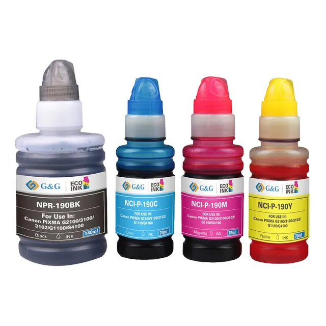 Pack 4 Tintas Refill Ink Para Canon Gi-190 /790/890/990 Tinta Negro
