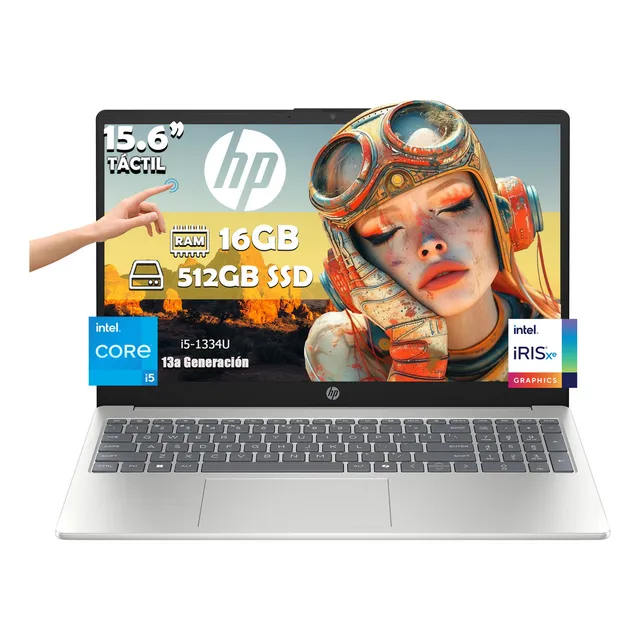 Laptop Hp 15-fd0150wm Intel Core I5-1334u 512gb 16gb Ram Touch Full Hd 1920x1080px Gráficos Intel Iris Xe Windows 11h