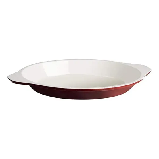 Vogue Rojo Redondo Hierro Fundido Gratinado Plato 13.5 Fl Oz