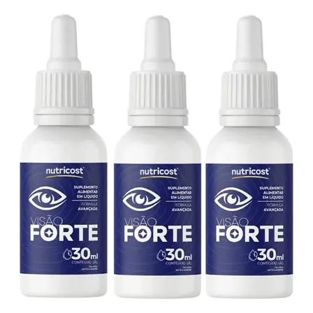 Kit 3 Visão Forte 30ml Suplemento Alimentar Ocular Em Gotas Laranja