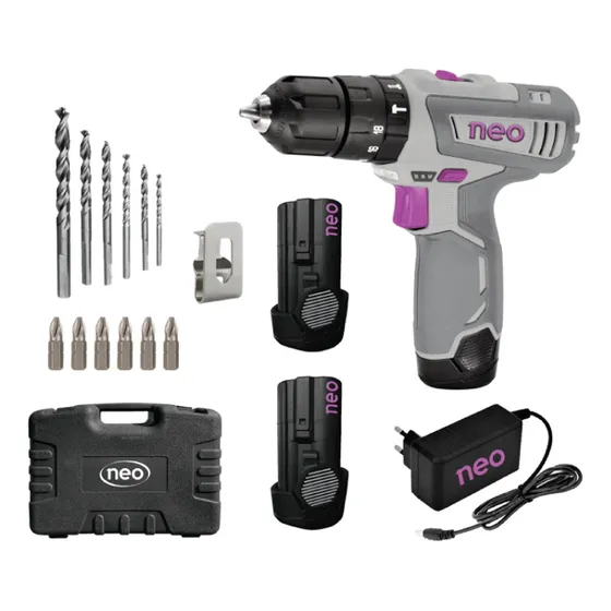 Taladro Percutor A Batería Neo 12v 10mm + 2 Baterías H Y T